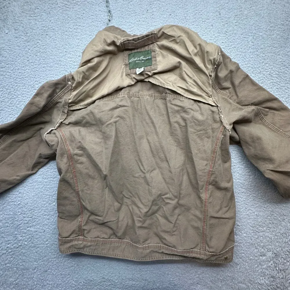 Eddie Bauer Field Canvas Jacket Mens Large Cotton Work Pockets Collared